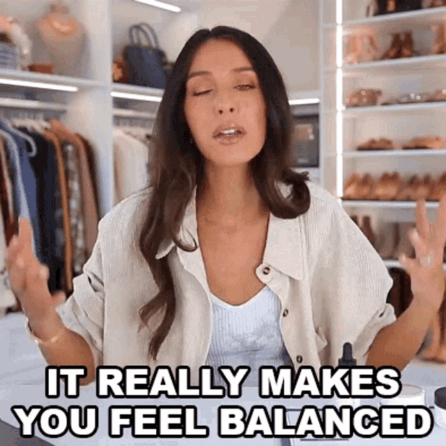 It Really Makes You Feel Balanced Shea Whitney GIF - It Really Makes You Feel Balanced Shea Whitney It Makes Me Feel Im In The Right Mood GIFs