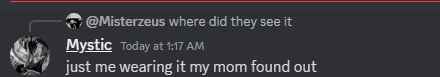 a screenshot of a discord conversation between mystic and misterzeus where did they see it