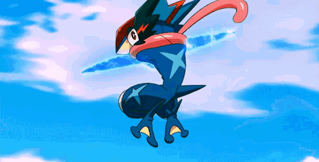 a cartoon character is flying through the air with a lightning bolt on its head