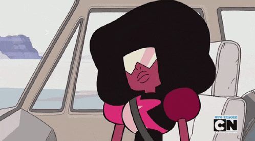 a cartoon character from cn sits in a car seat