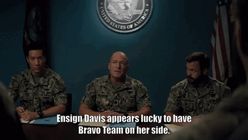 Ensign Davis Appears Lucky To Have Bravo Team On Her Side Seal Team GIF - Ensign Davis Appears Lucky To Have Bravo Team On Her Side Seal Team Lisa Davis GIFs