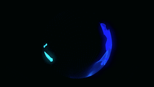 a blue circle with a black background and a few lines coming out of it