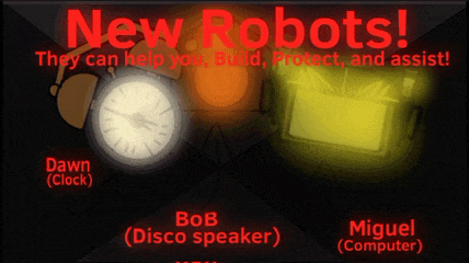 an advertisement for new robots shows a clock and a disco speaker