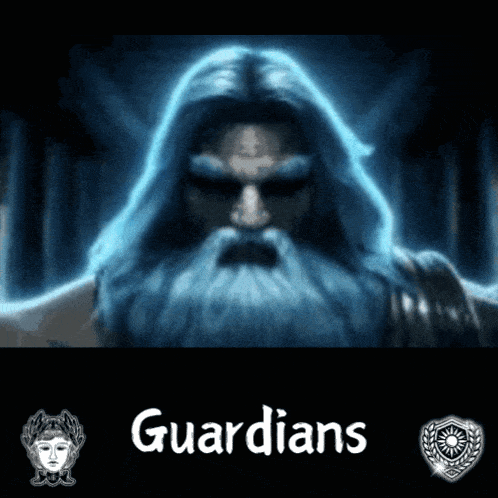 a picture of a man with a beard and the words guardians