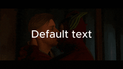 a screenshot of a video game shows a man and woman kissing with the text default text above them