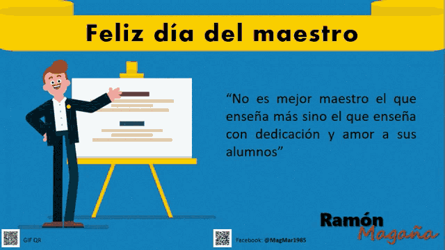 a poster that says feliz dia del maestro in black letters