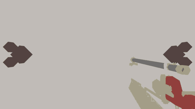 a drawing of a person holding a gun with an arrow pointing to the left
