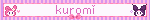 a pink and purple striped background with the name kuromi on it