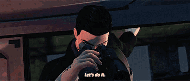 a man in a suit says let 's do it in a video game
