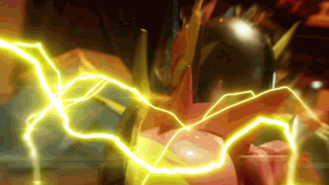 a close up of a person with lightning coming out of them