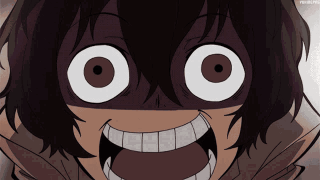 a close up of a cartoon character 's face with a purple mask on it