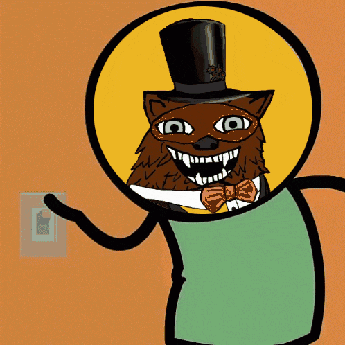 a cartoon of a wolf wearing a top hat and a bow tie