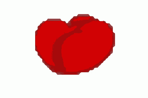 a pixel art image of two red hearts on a white background .