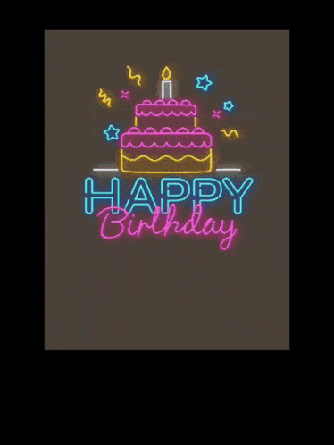 a neon sign that says happy birthday tara pbb on it
