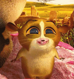 a cartoon cat with a white spot on its face is smiling