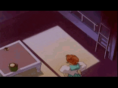 a cartoon of a woman sitting in a living room