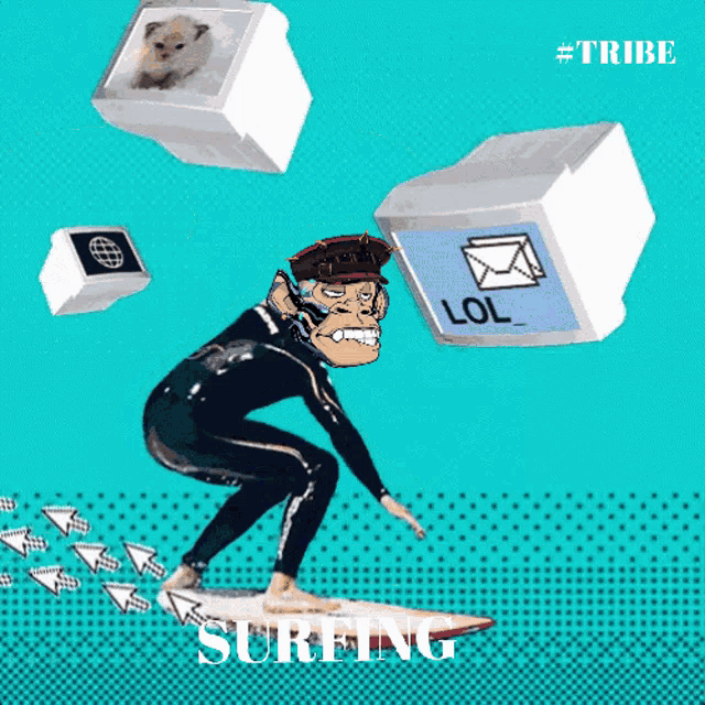 an illustration of a monkey on a surfboard with the words surfing below it