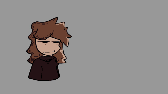 a cartoon drawing of a person with brown hair