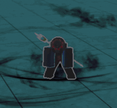 a person is standing in a dark room with a red circle on their head