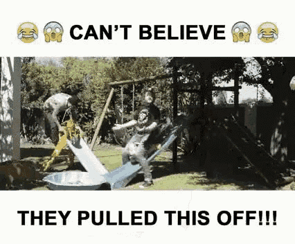 a couple of people are playing on a slide at a playground .