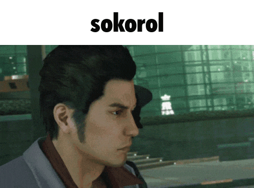 a man with a beard is standing in front of a building and the word sokorol is above him