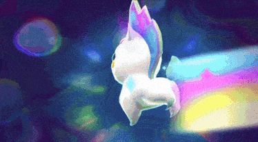 a white unicorn with rainbow wings is flying in the air