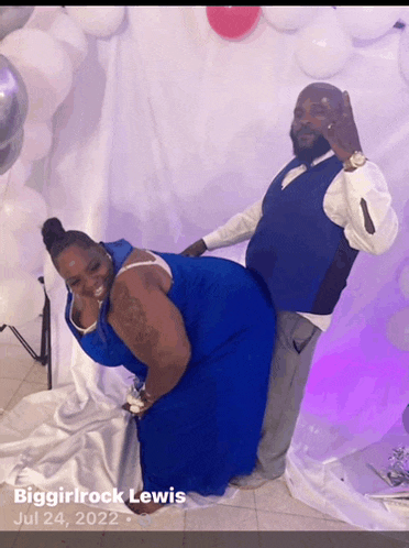 a picture of a man and a woman with the name biggirlrock lewis on the bottom