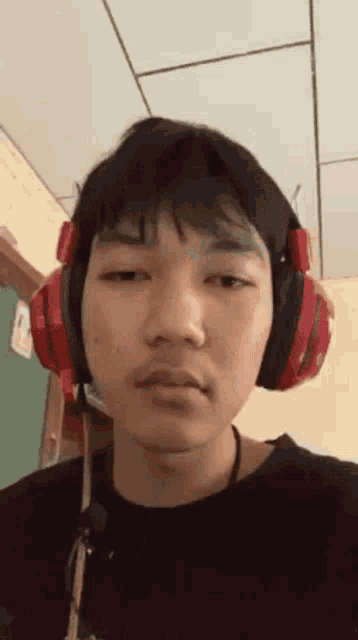 a young man wearing headphones looks at the camera .