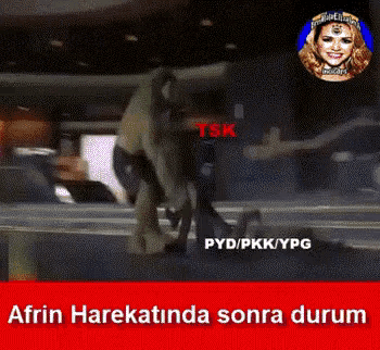 a red background with a picture of a woman and the words " afrin harekatina sonra durum "