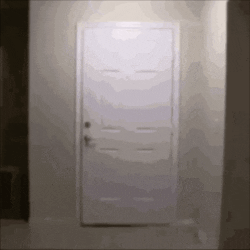 a white door is hanging on a white wall .