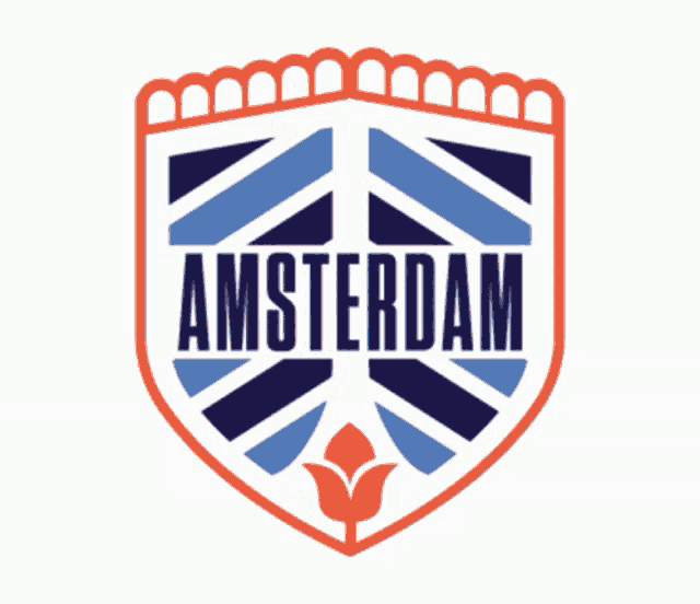 a logo for amsterdam with a flower in the center