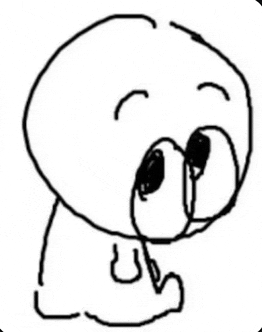 a black and white drawing of a person 's face with a surprised look on his face .