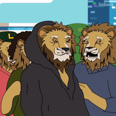 a cartoon of a man with a lion 's head and the word solbank in the background