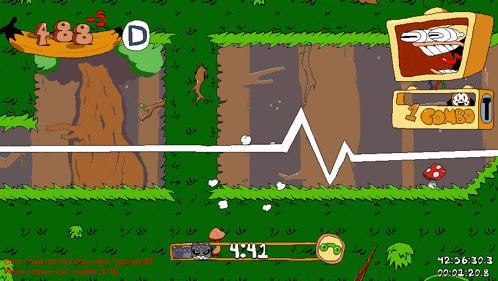 a cartoon game is being played and the time is 4:41
