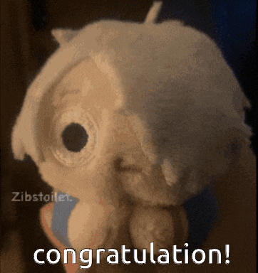 a stuffed animal with the words congratulation written below it