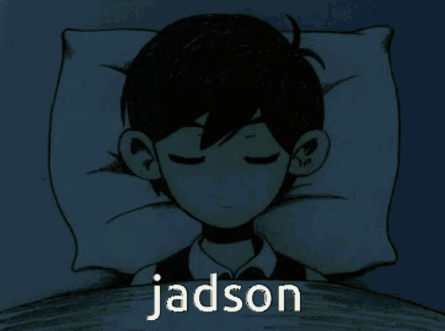 a drawing of a boy sleeping with the name jadson written below him