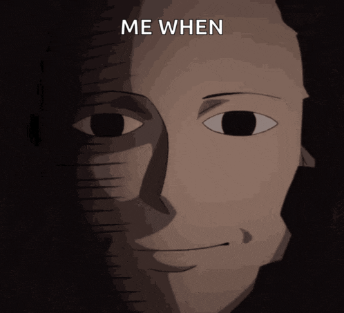 a cartoon of a man with the words me when above him