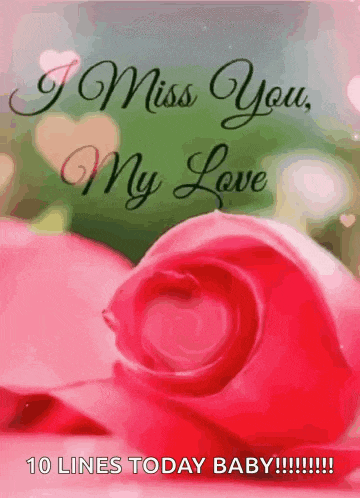 a picture of a rose with the words `` i miss you , my love '' written on it .