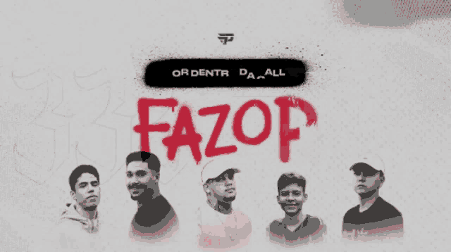 a poster with four men and the word fazop in red