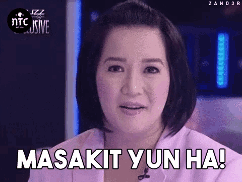 a woman says " masakit yun ha " in front of a ntc exclusive logo