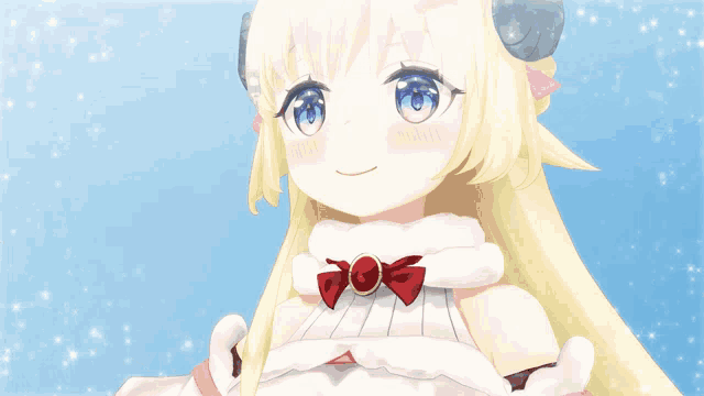 a girl with horns is wearing a white dress