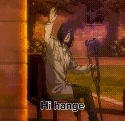 a man is sitting in a chair with a crutch and waving his hand .