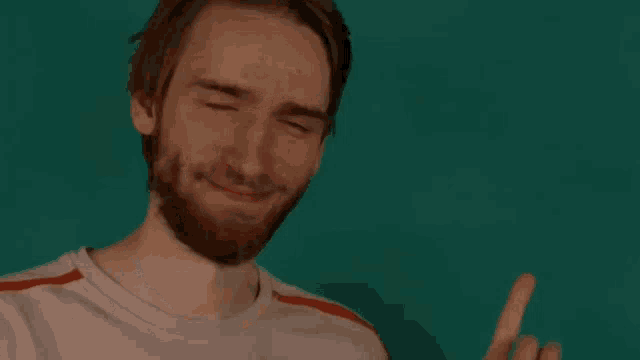 a man with a beard is making a funny face while wearing a watch