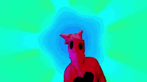 a pixel art drawing of a person wearing a mask