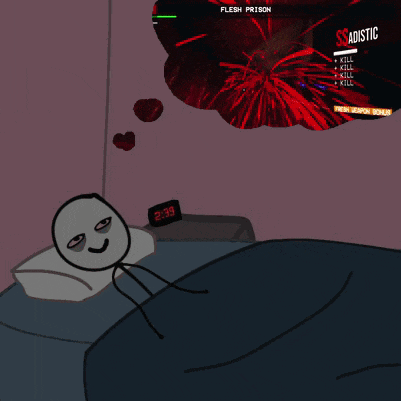 a cartoon character laying in bed with a clock that says 2:39