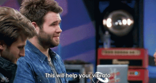 a man says this will help your vibrato while standing next to another man .