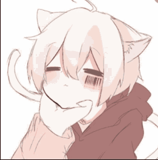 a drawing of a girl with cat ears and a barcode on her cheek