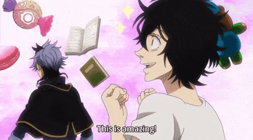 a cartoon character says " this is amazing " while standing next to another character