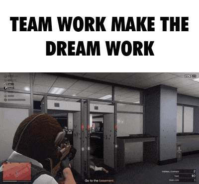 a video game with the words team work make the dream work