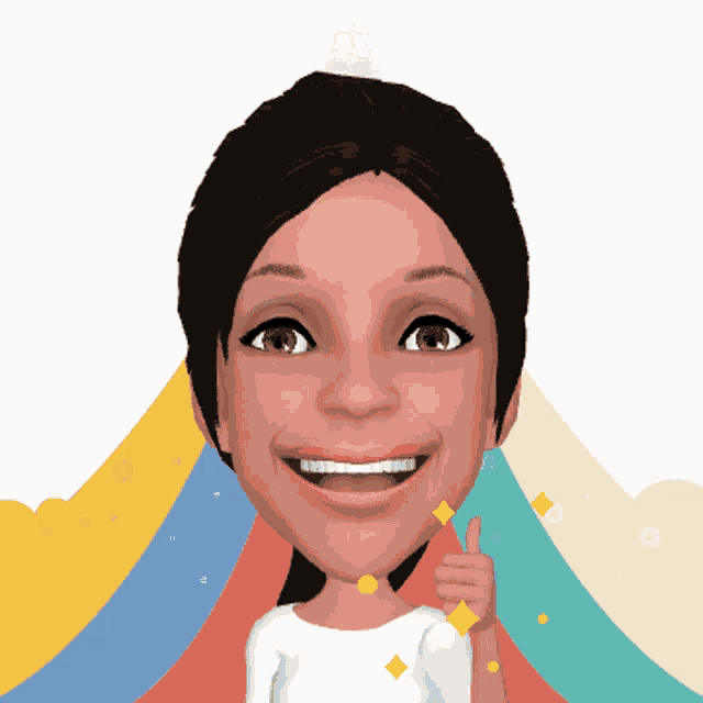 a cartoon drawing of a woman giving a thumbs up